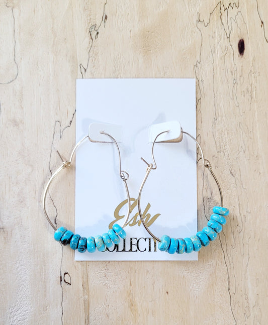 Turquoise and Gold Hoop Earrings