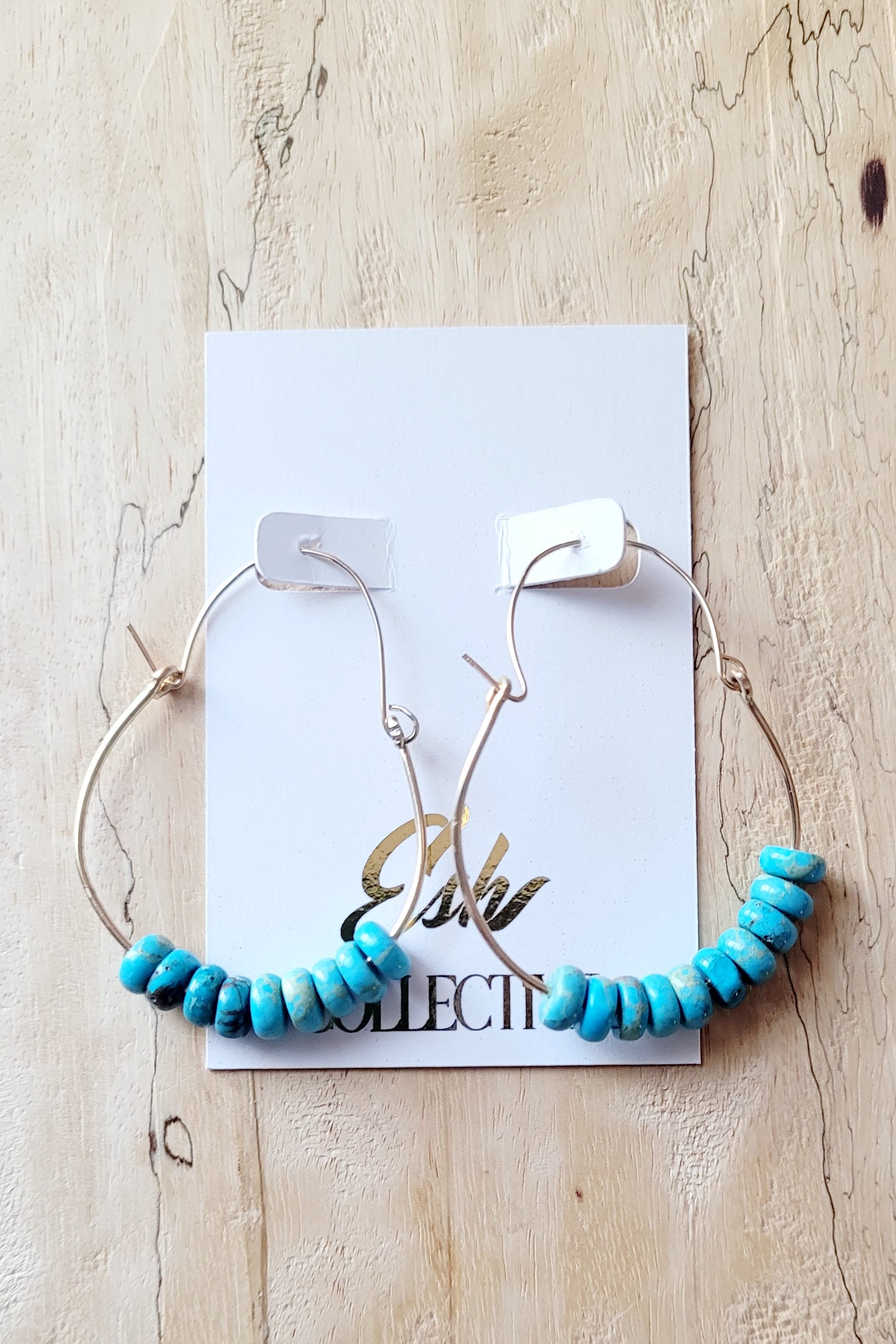 Turquoise and Gold Hoop Earrings