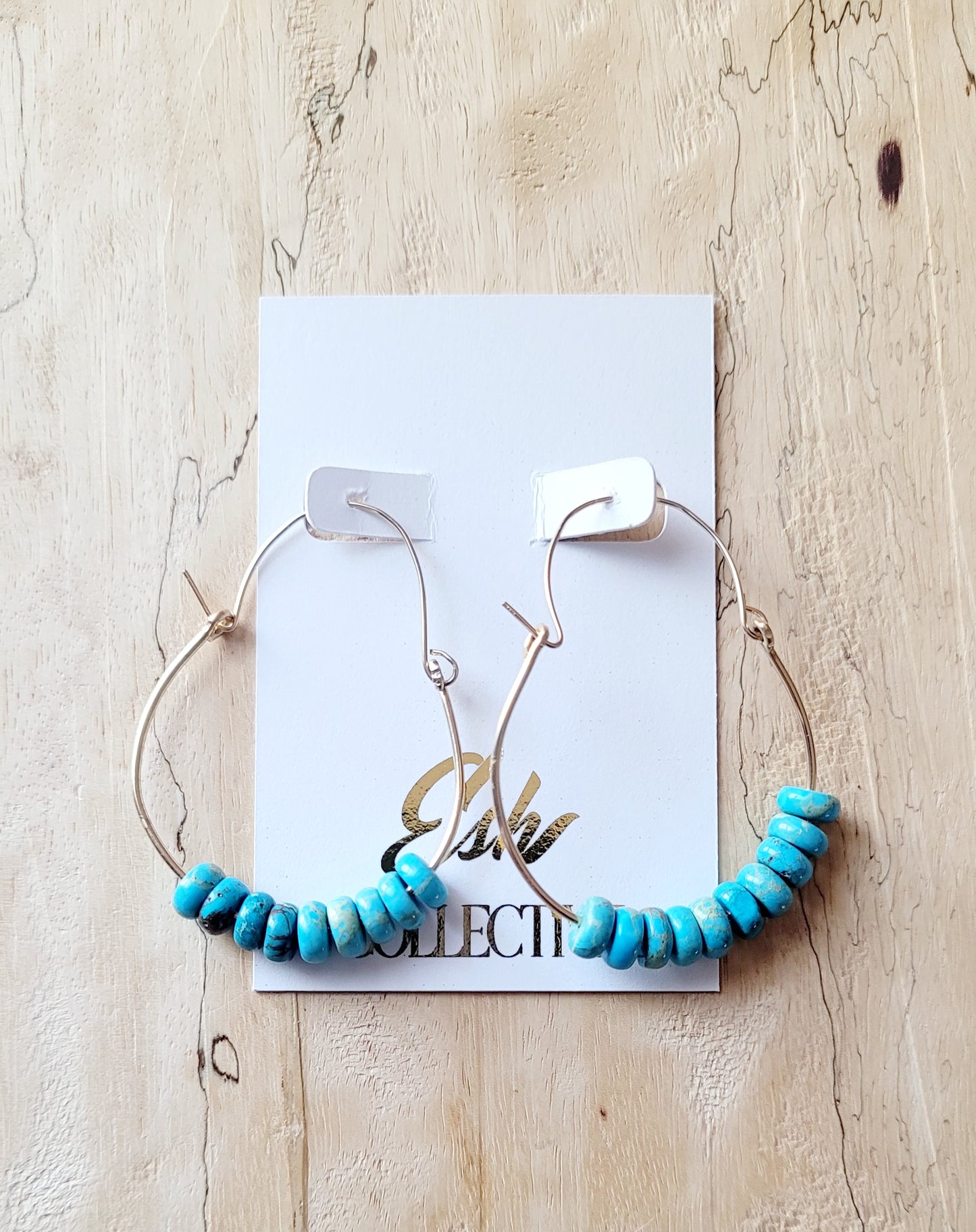 Turquoise and Gold Hoop Earrings