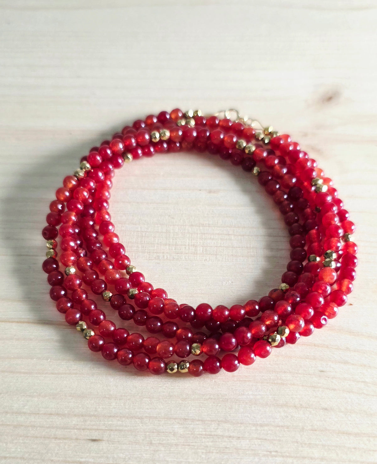 Burnt Orange & Gold Necklace & Wrap Bracelet (L/XL)