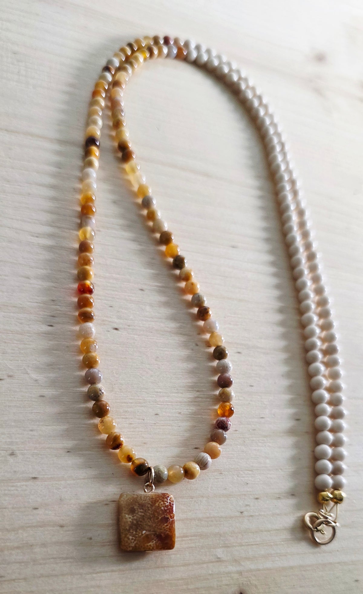 Fossil Necklace, Brown Necklace