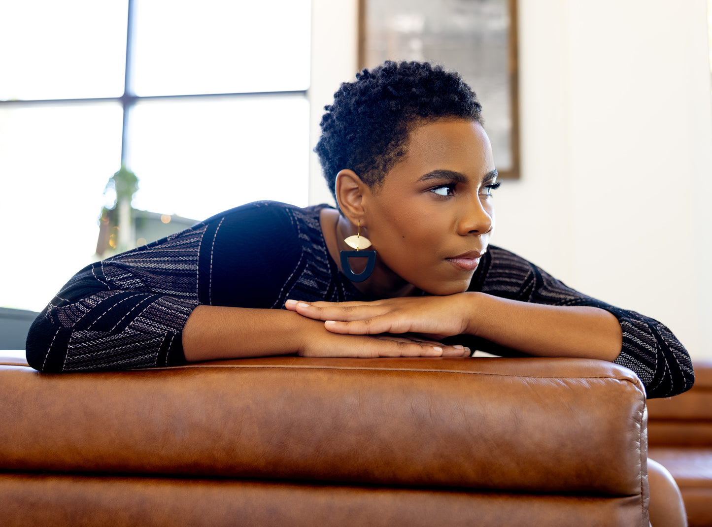 Black and Gold Cellulose Earrings