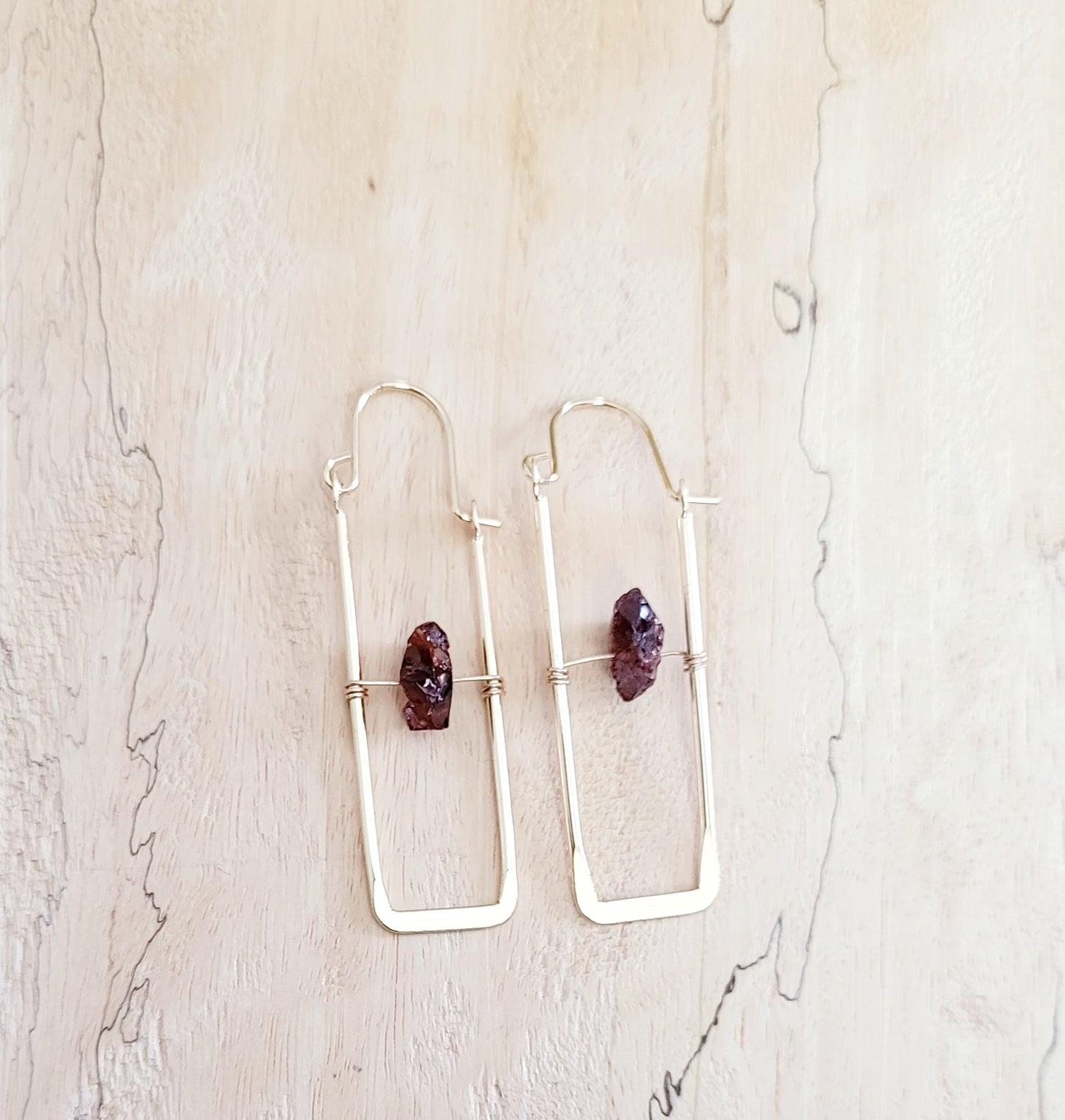 Garnet Rectangular Earrings