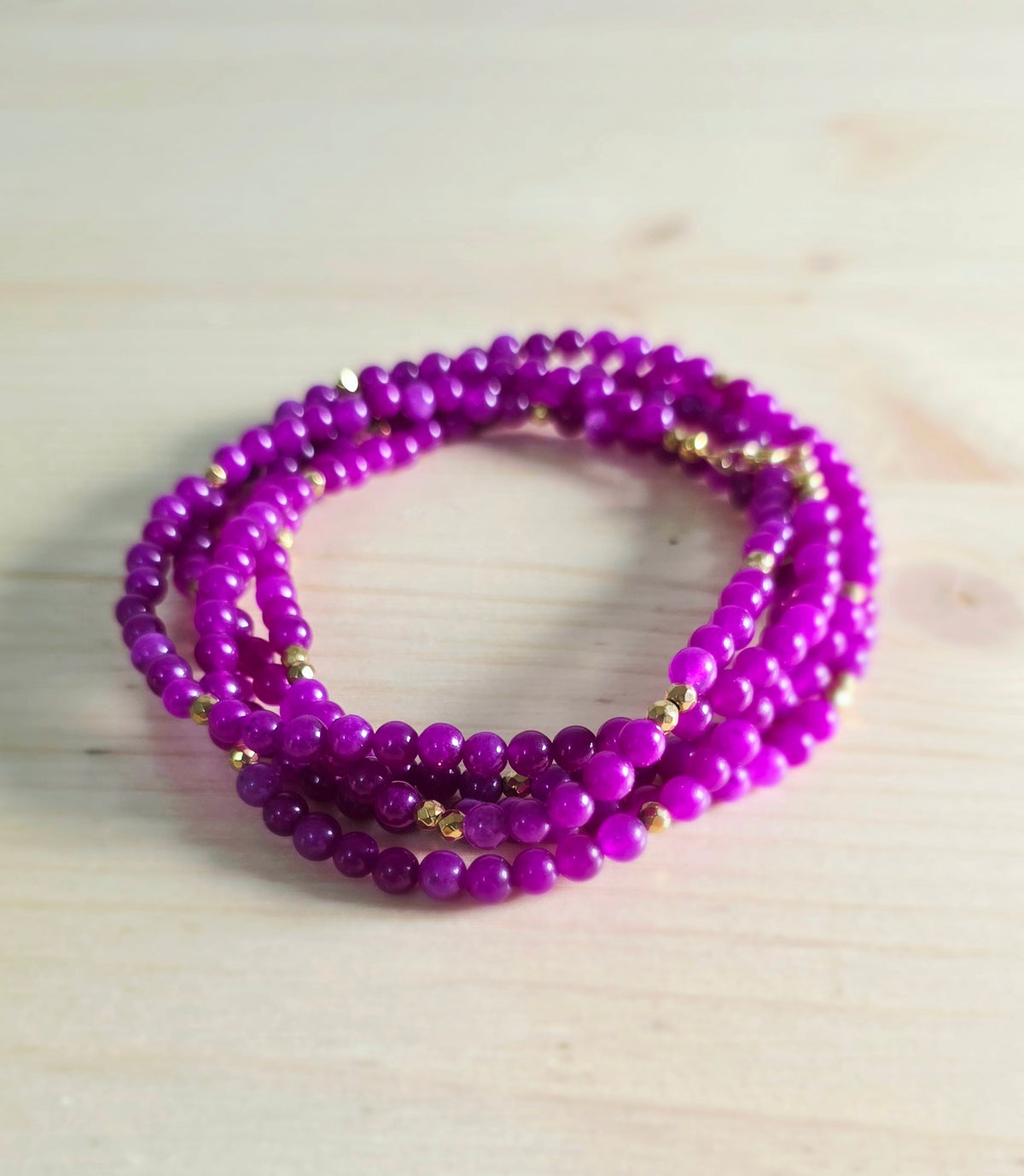 Magenta & Gold Necklace and Wrap Bracelet (L/XL)