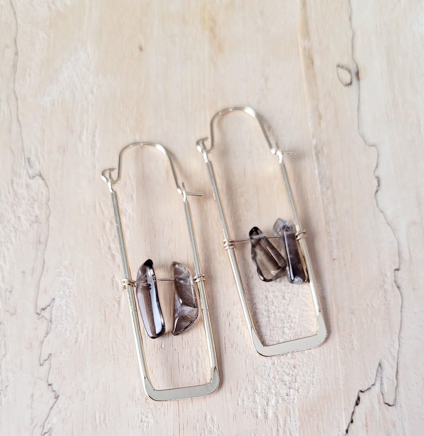 Smokey Topaz Rectangular Earrings