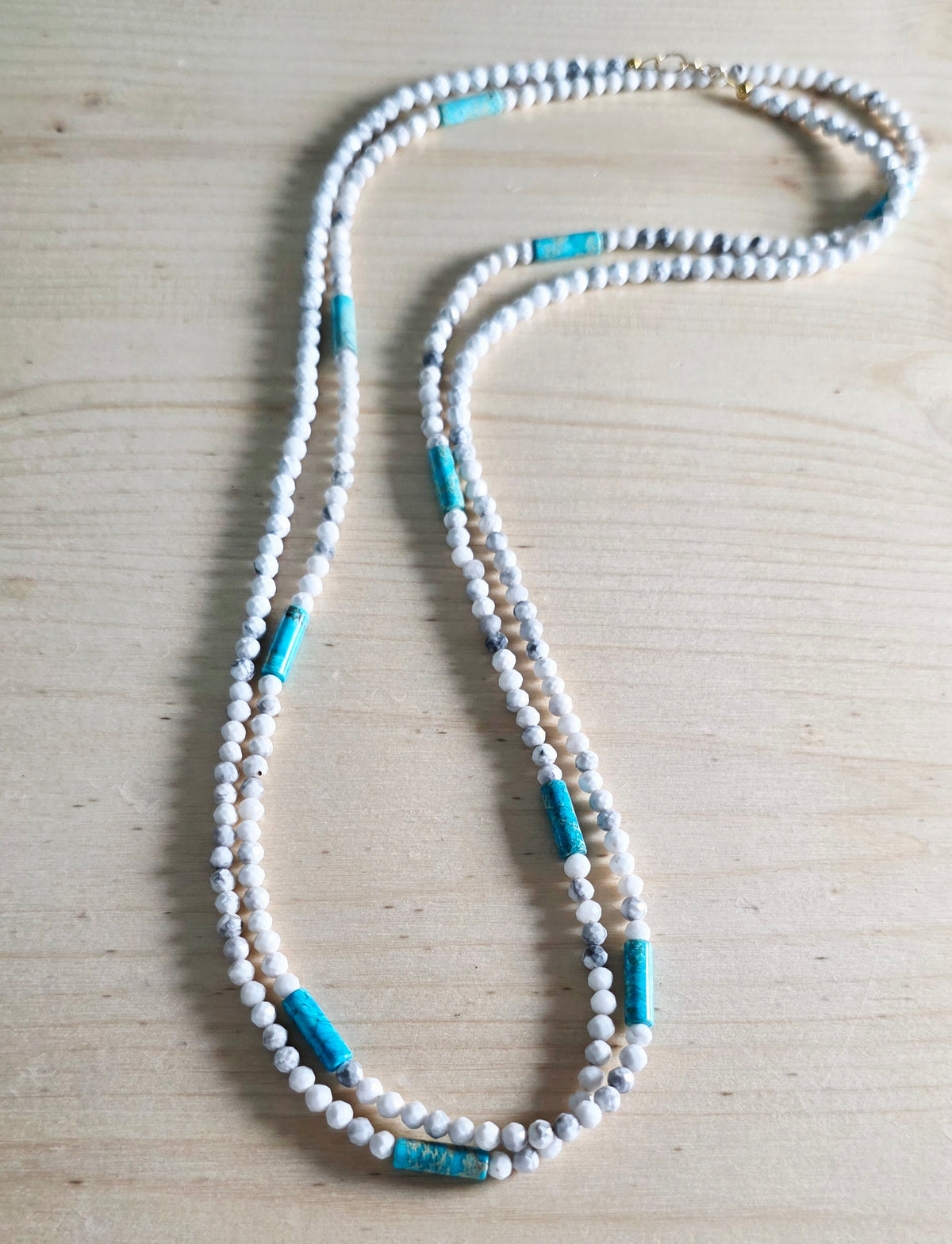Blue & White Necklace, Howlite & Jasper