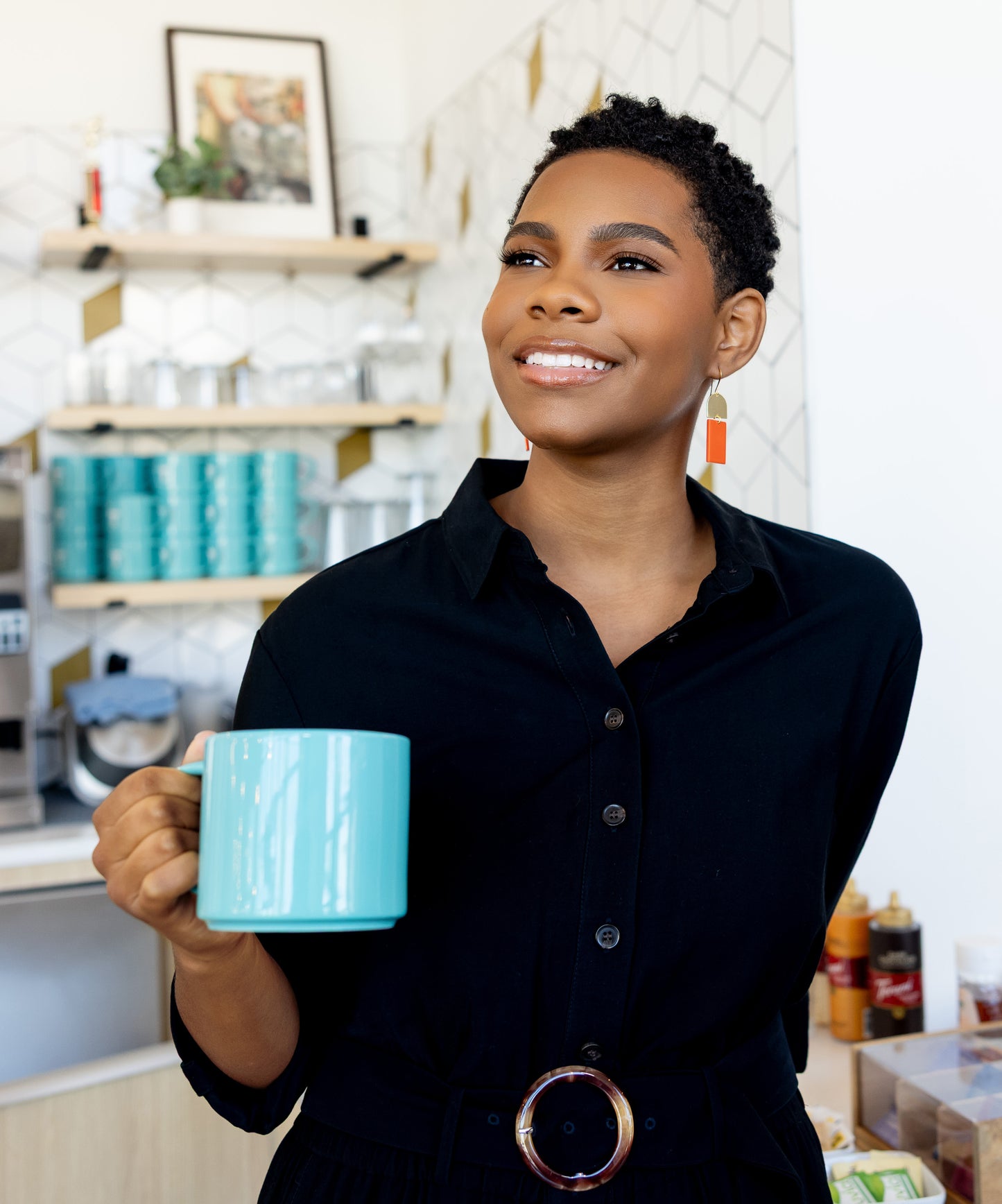 Orange and Gold Cellulose Earrings