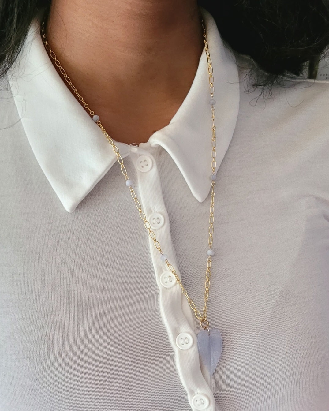 Blue Lace Agate Leaf Necklace