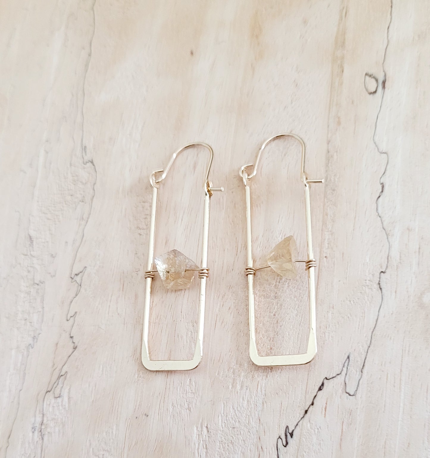 Citrine Rectangular Earrings