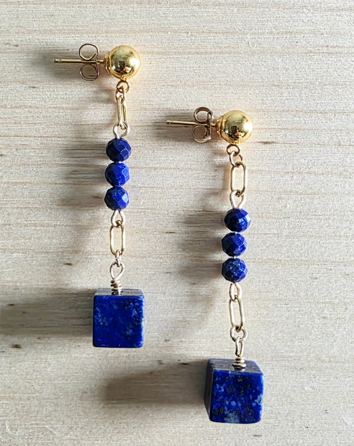 Lapis Cube Earrings