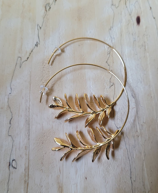Open Leaf Hoop Earrings