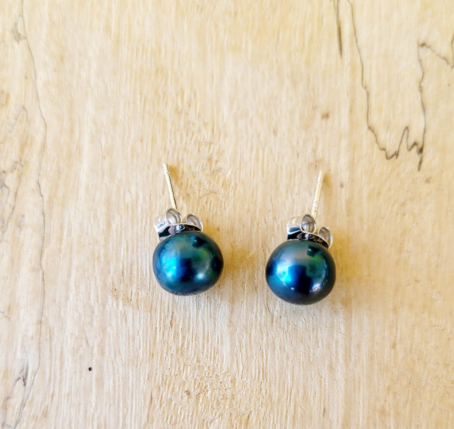 Blue Pearl Post Earrings