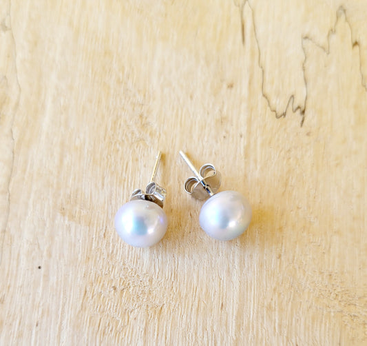 Grey Pearl Post Earrings