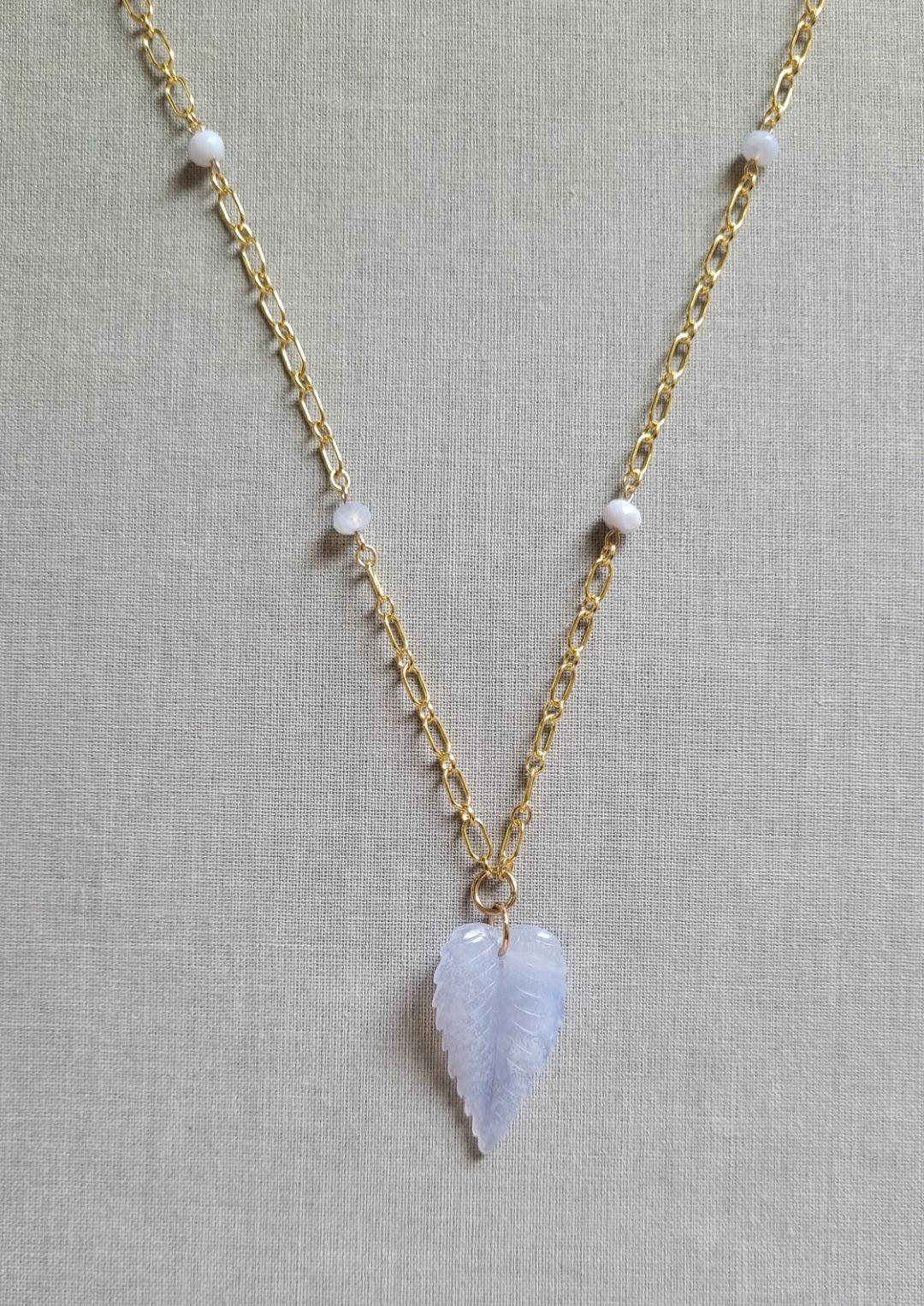 Lace Agate Leaf Necklace