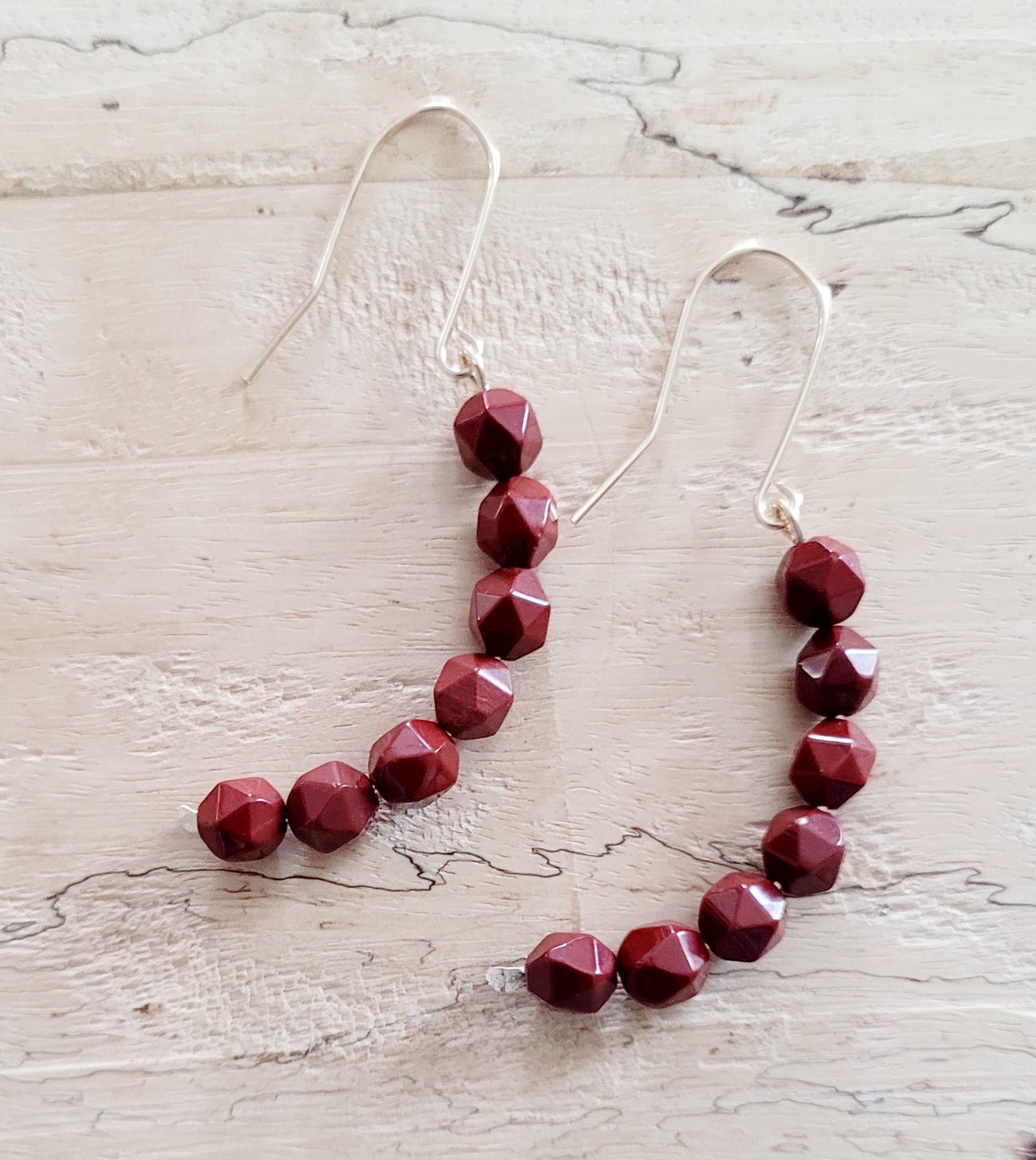 Dark Red Arc Earrings