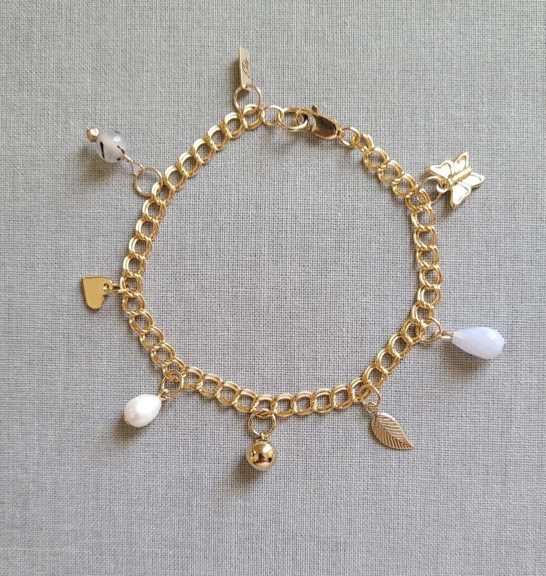 Charm Bracelet with Blue Lace Agate
