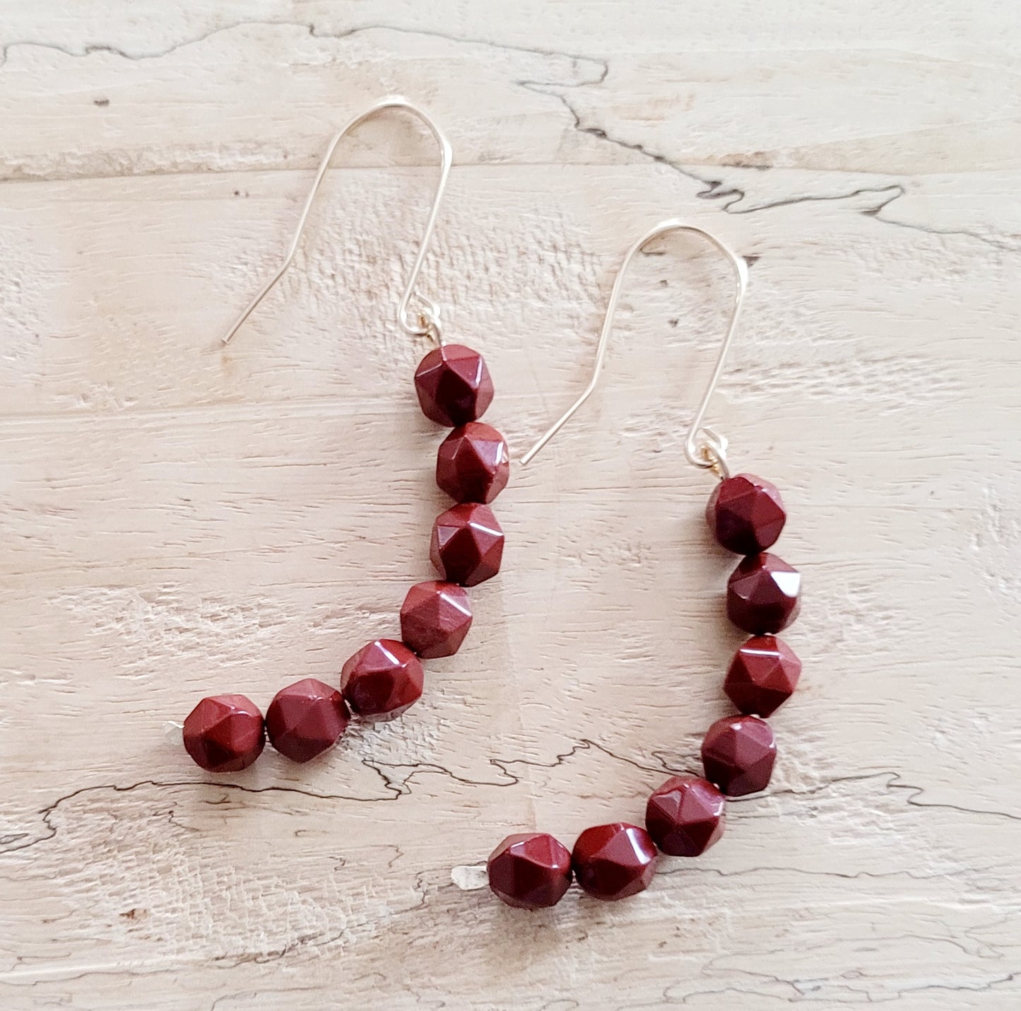 Dark Red Arc Earrings