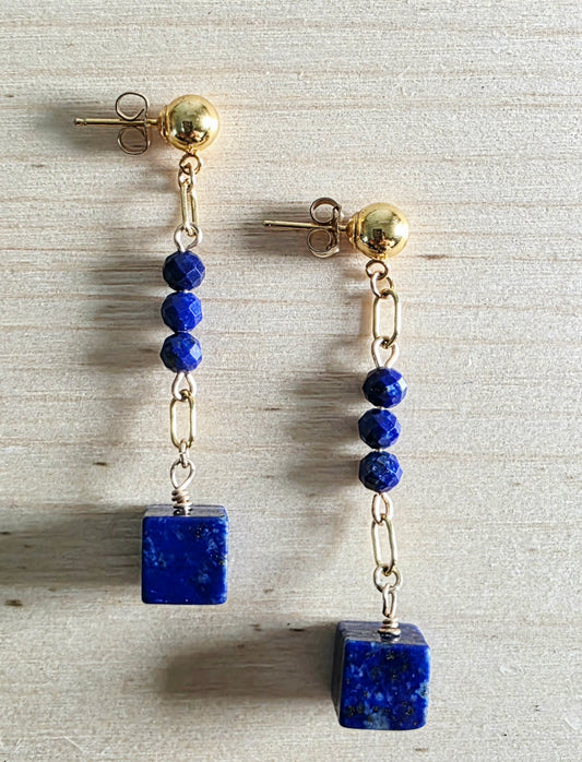 Lapis Cube Earrings