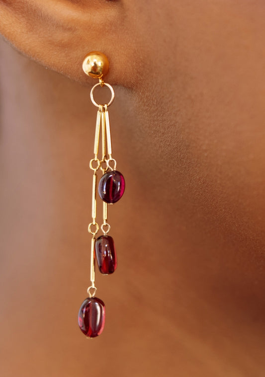 Garnet Tassle Earrings
