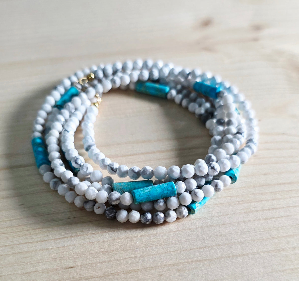 Blue & White Necklace,  Howlite & Jasper