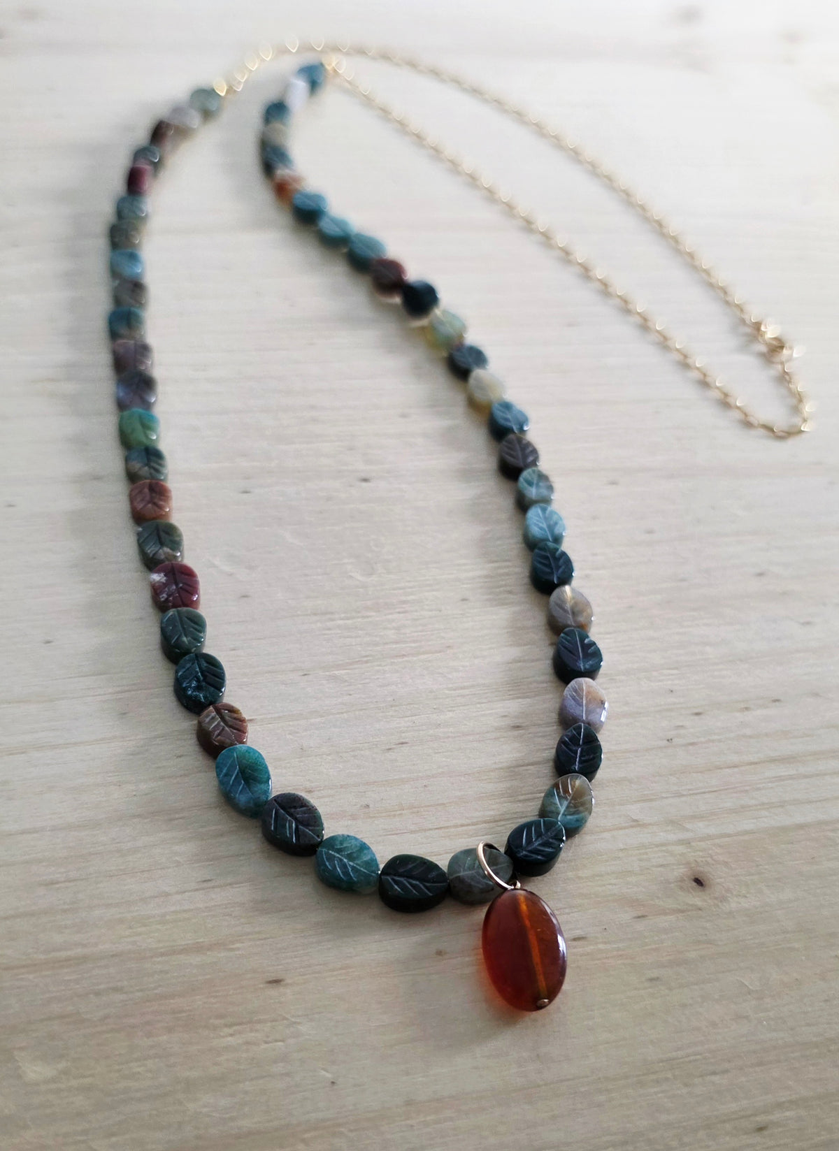 Multicolor Leaf Agate Necklace