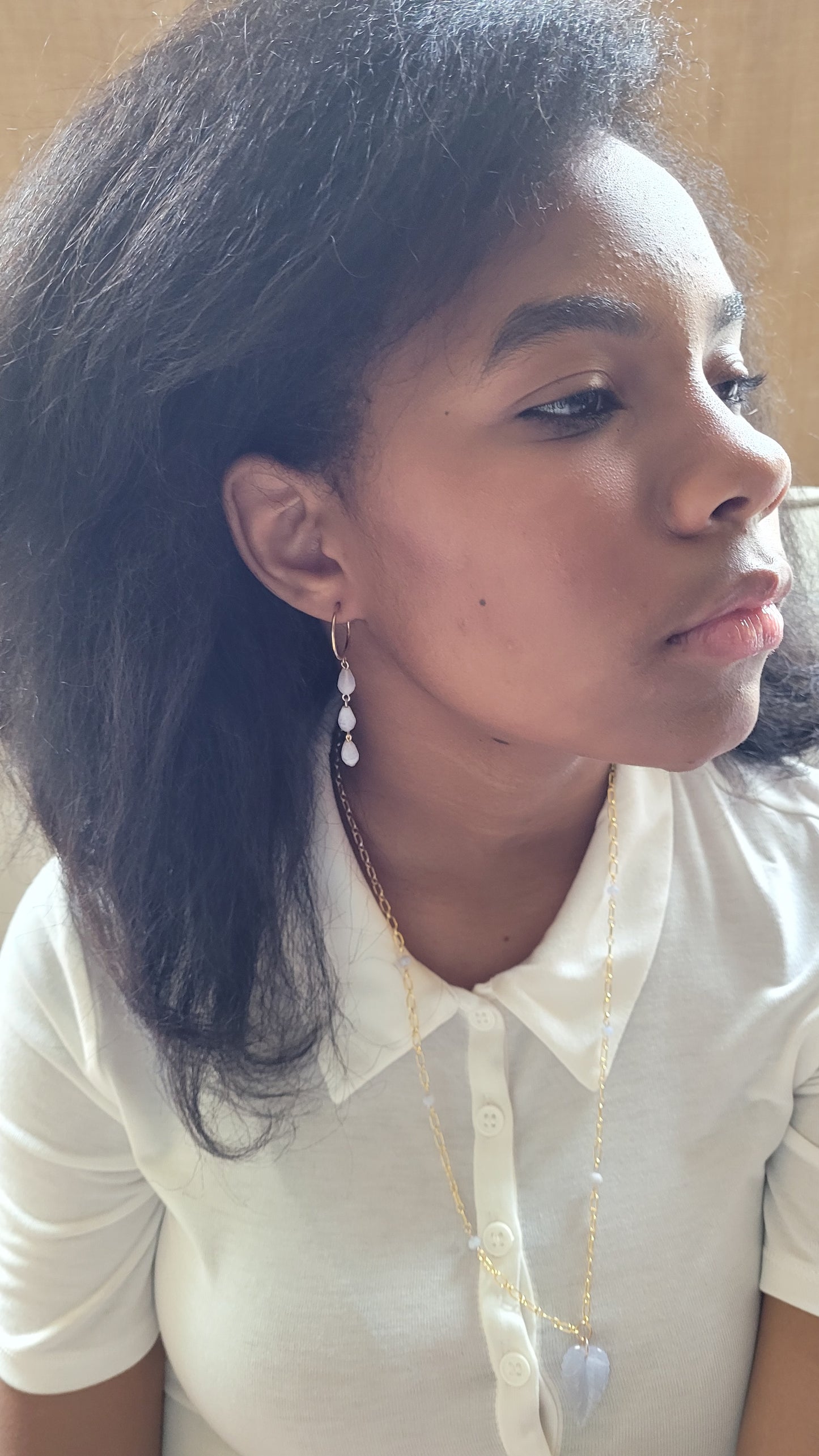 Lace Agate Hoop Earrings