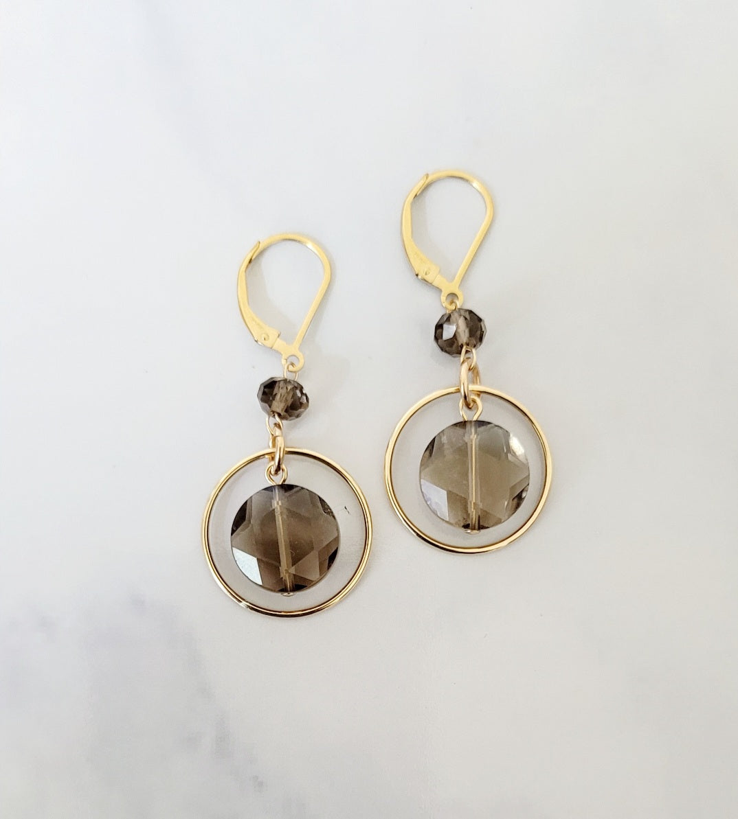 Smokey Topaz Doorknocker Earrings