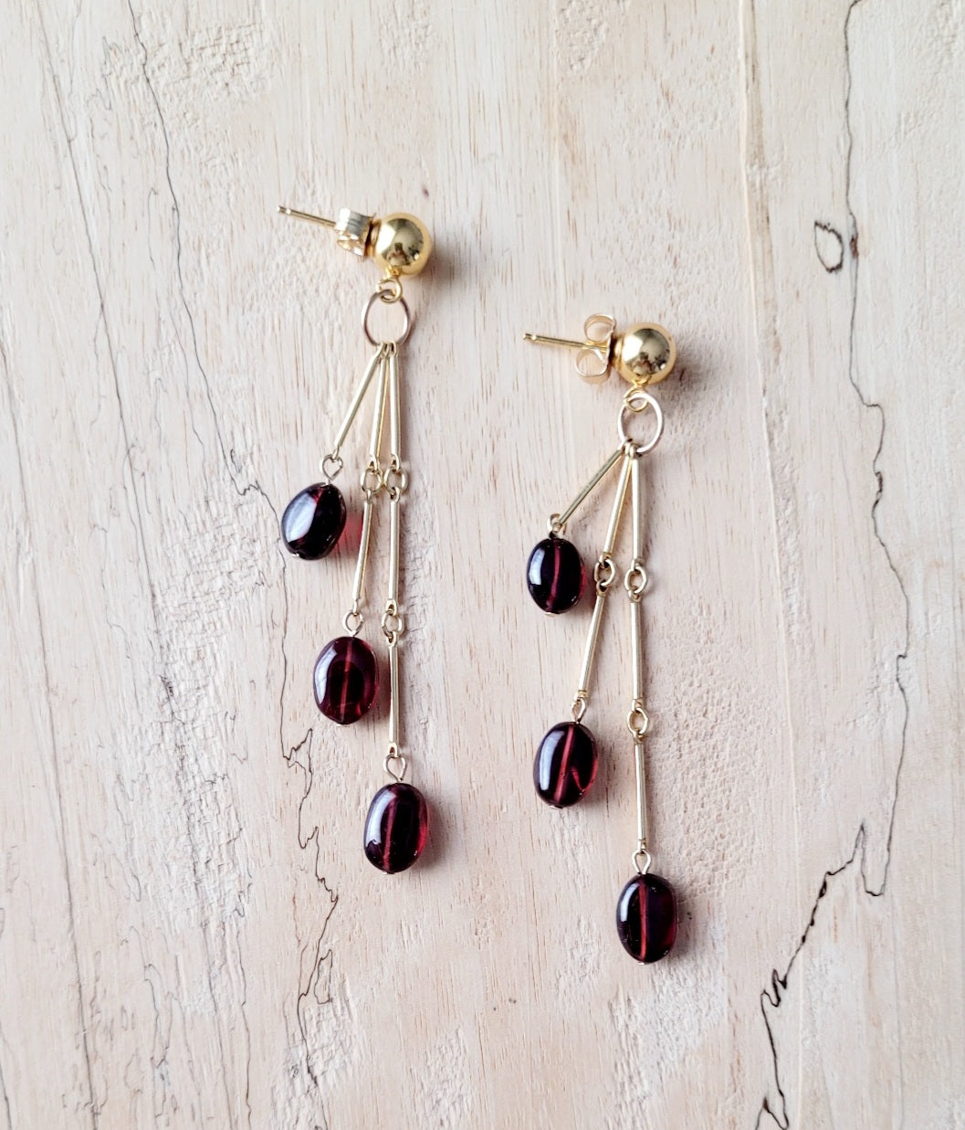 Garnet Tassle Earrings