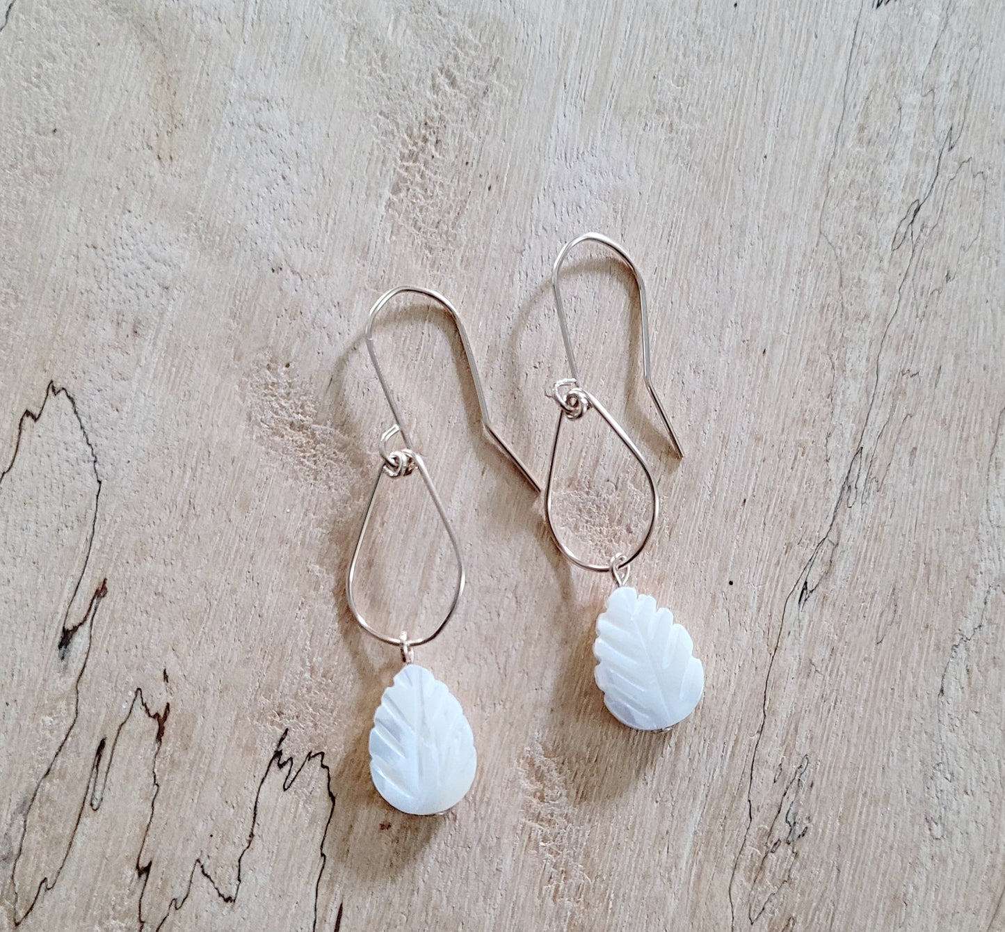 Morher of Pearl Leaf Earrings