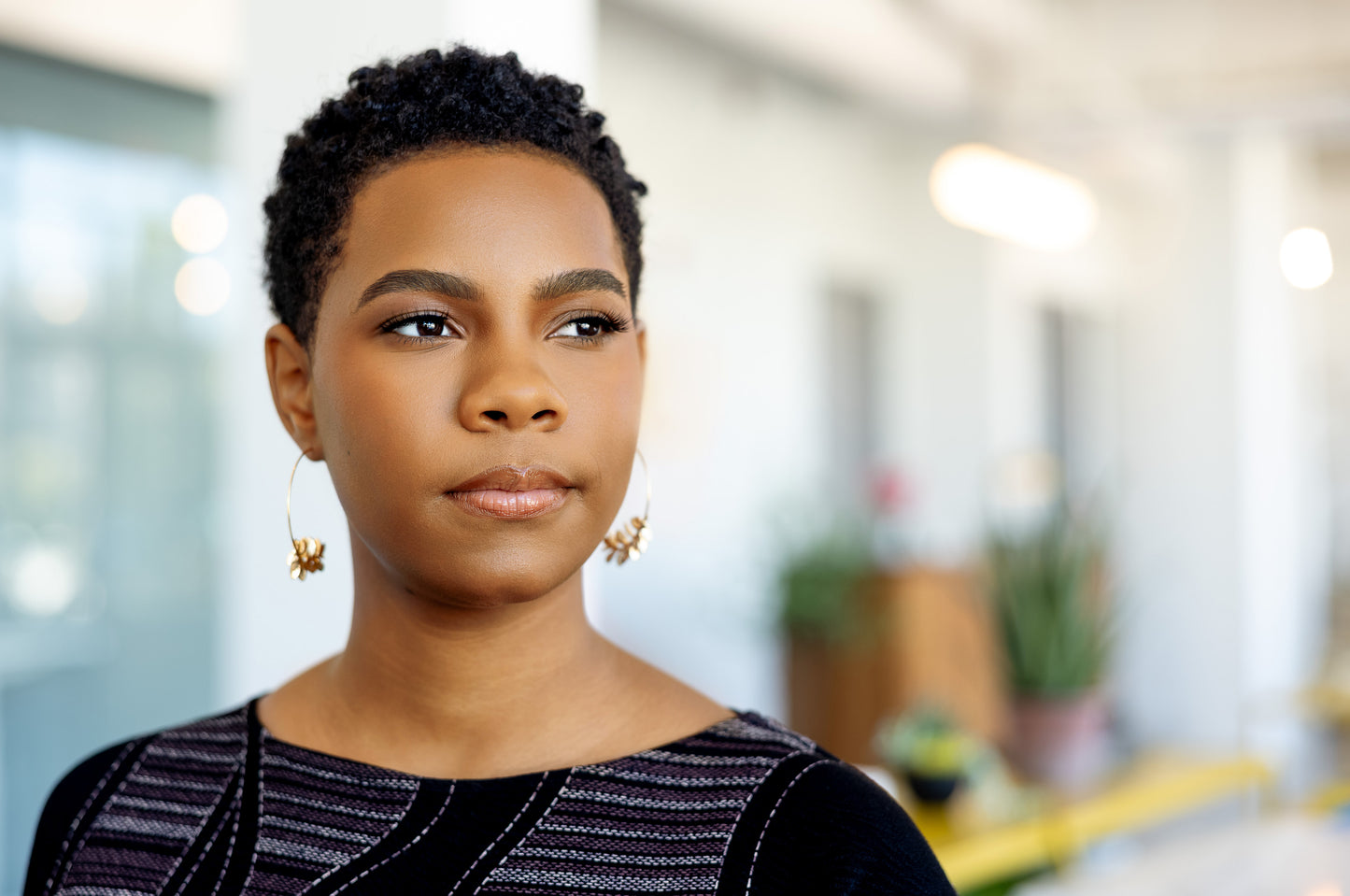 Open Leaf Hoop Earrings