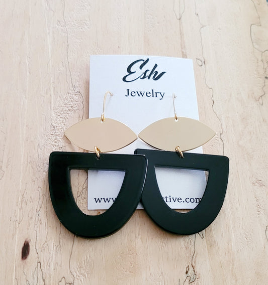 Black and Gold Cellulose Earrings