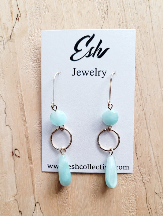 Green Moonstone Drop Earrings