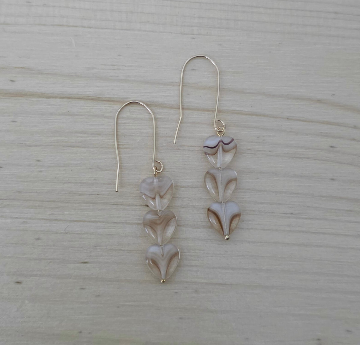 Tan Givre Heart Earrings