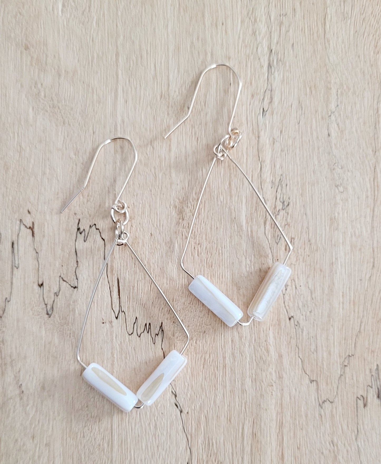 Mother of Pearl Rhombus Earrings