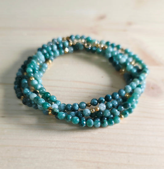 Green & Gold Necklace and Wrap Bracelet (L/XL)