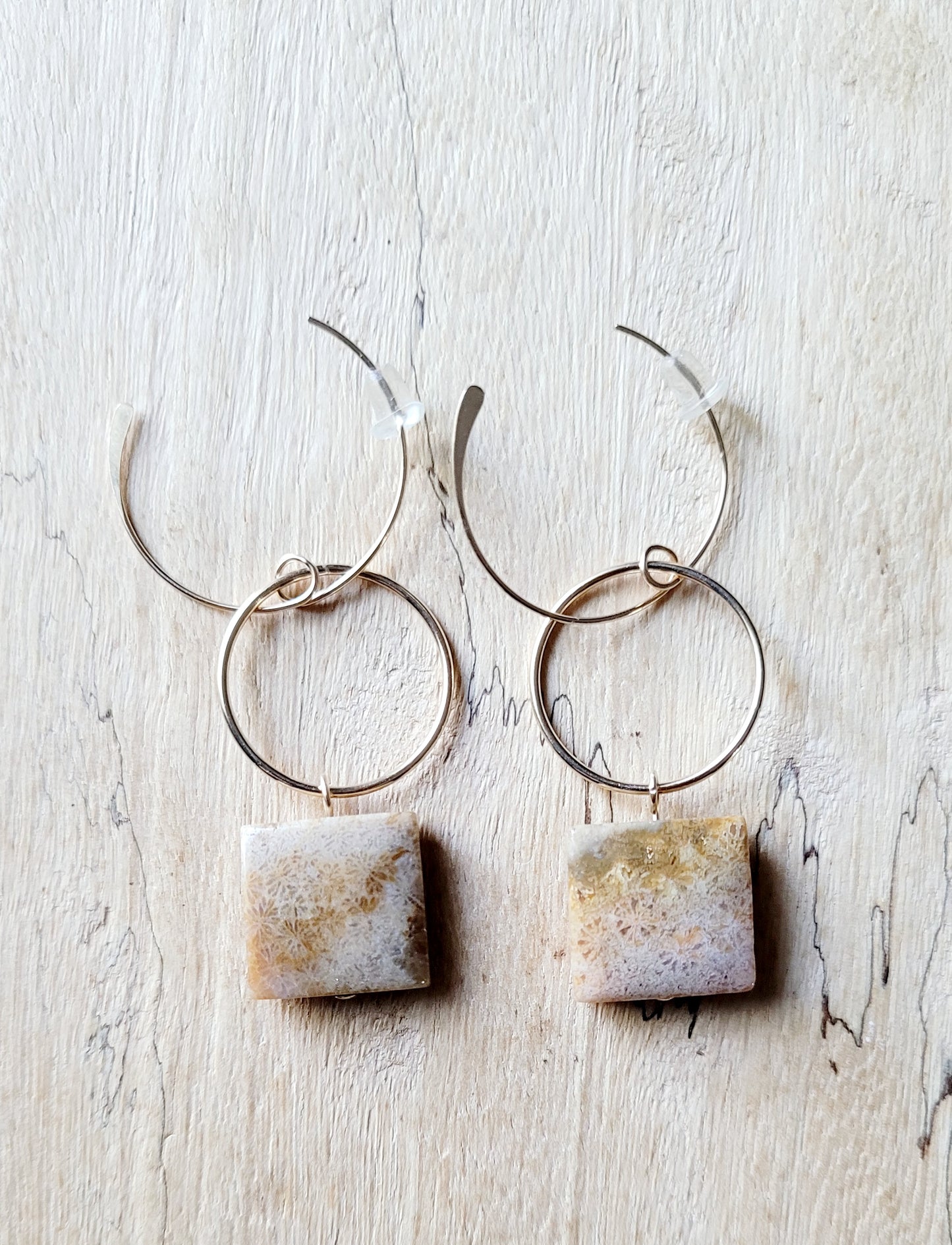 Fossil and Gold Earrings