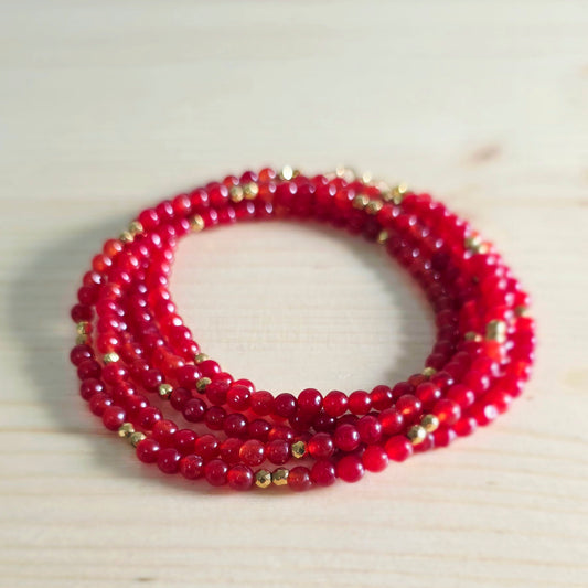 Burnt Orange & Gold Necklace & Wrap Bracelet (L/XL)