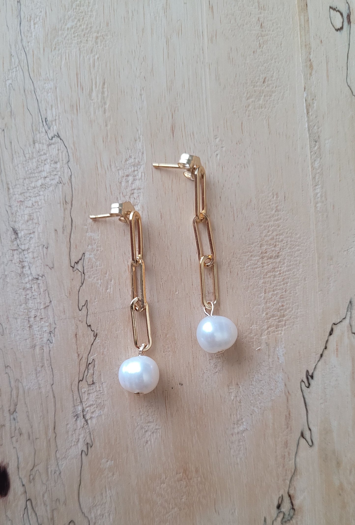 Pearl Paperclip Earrings