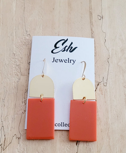 Orange and Gold Cellulose Earrings