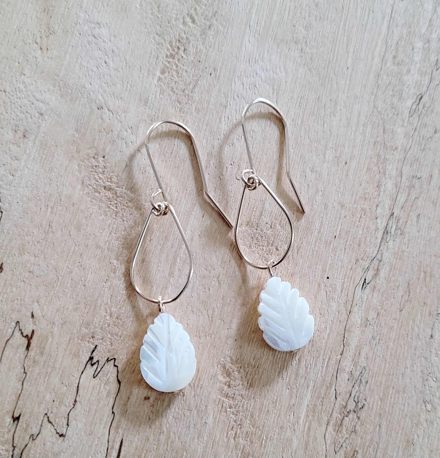 Morher of Pearl Leaf Earrings
