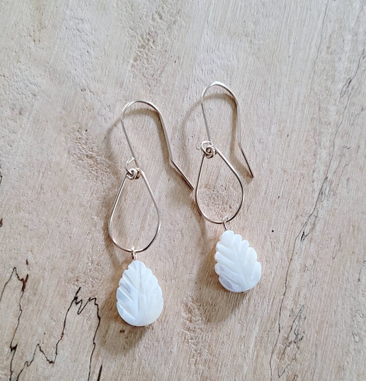 Morher of Pearl Leaf Earrings