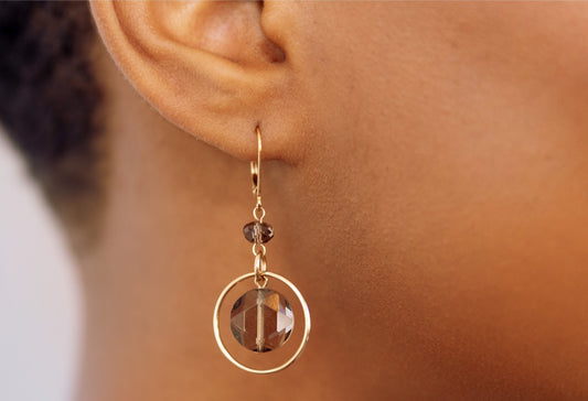 Smokey Topaz Doorknocker Earrings
