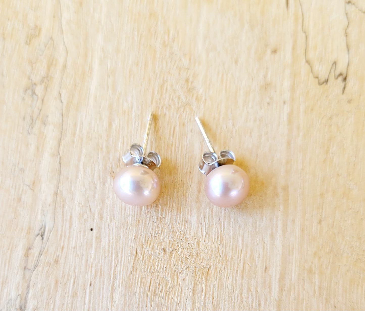 Pink Pearl Post Earrings