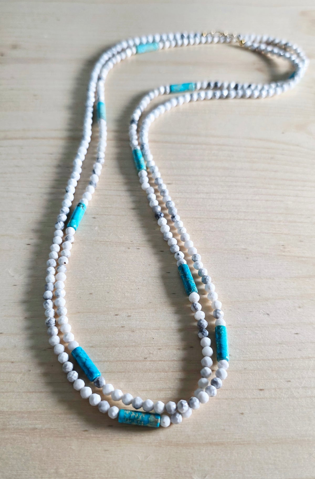 Blue & White Necklace,  Howlite & Jasper