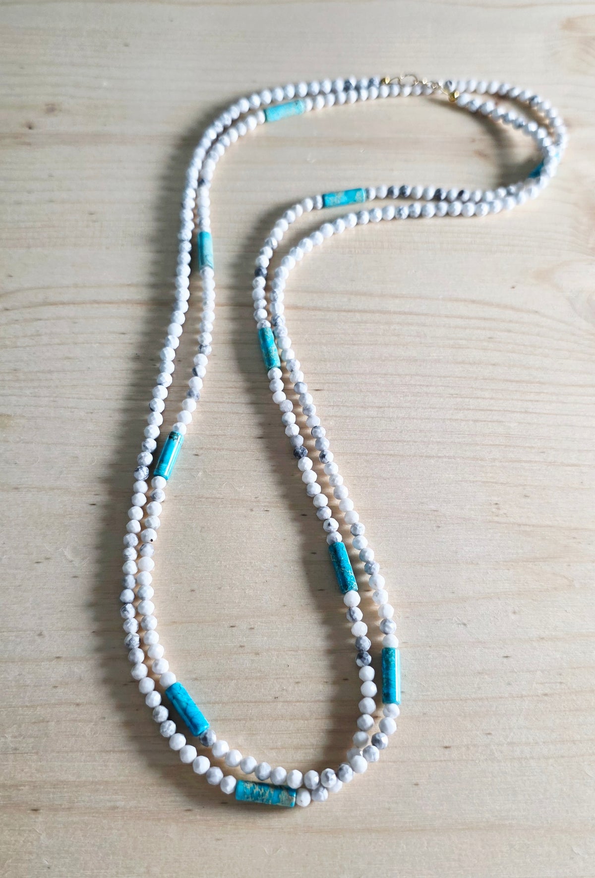 Blue & White Necklace,  Howlite & Jasper