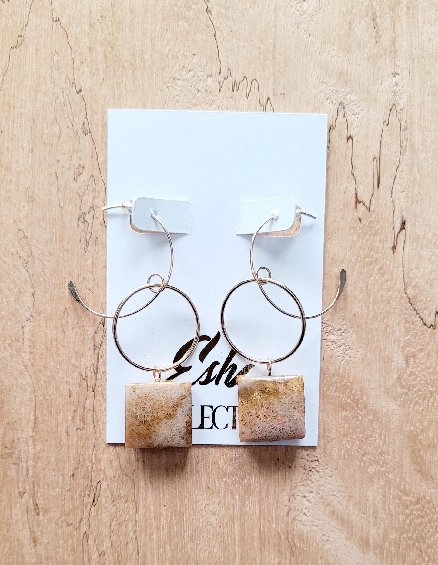 Fossil and Gold Earrings