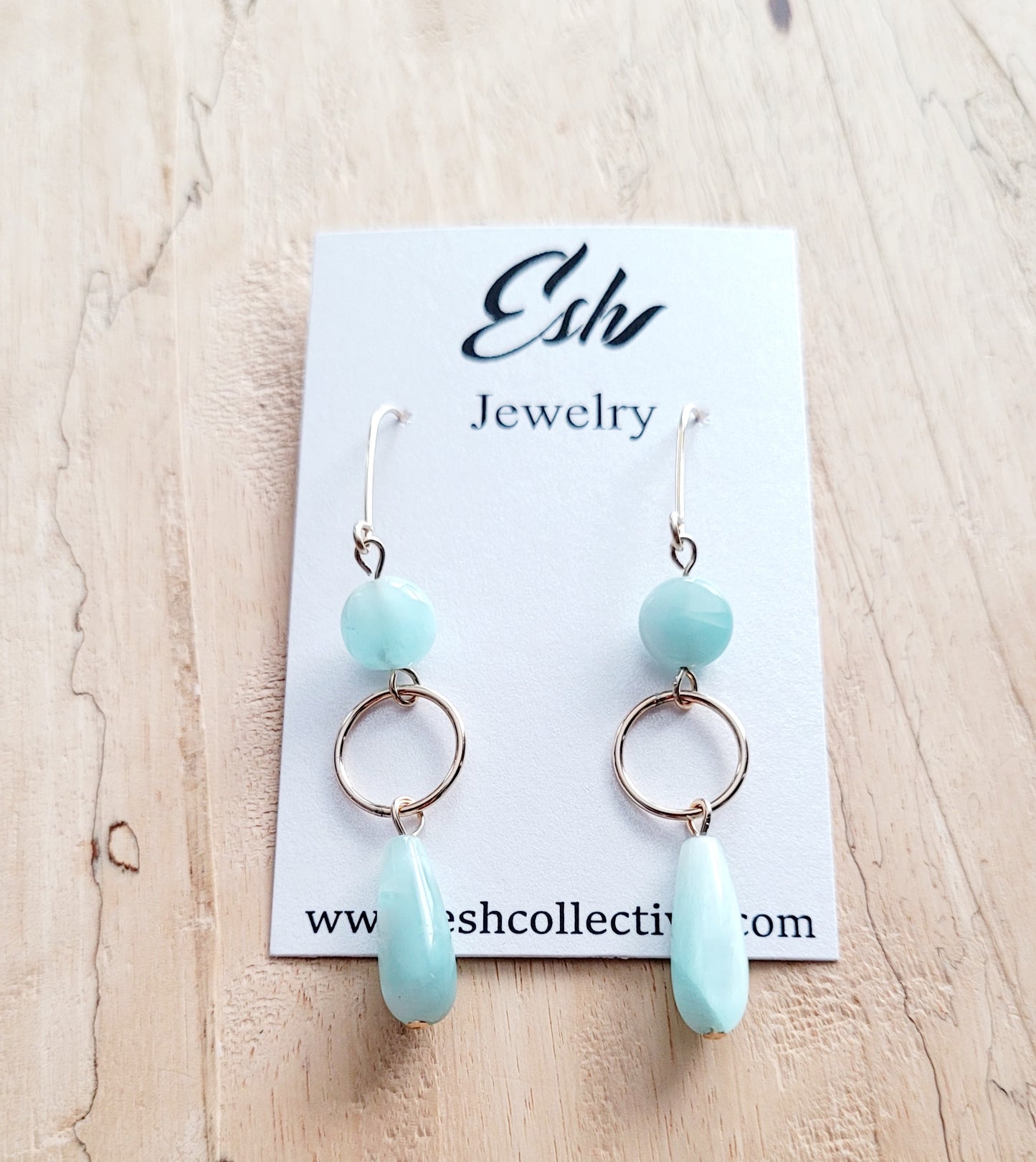 Green Moonstone Drop Earrings