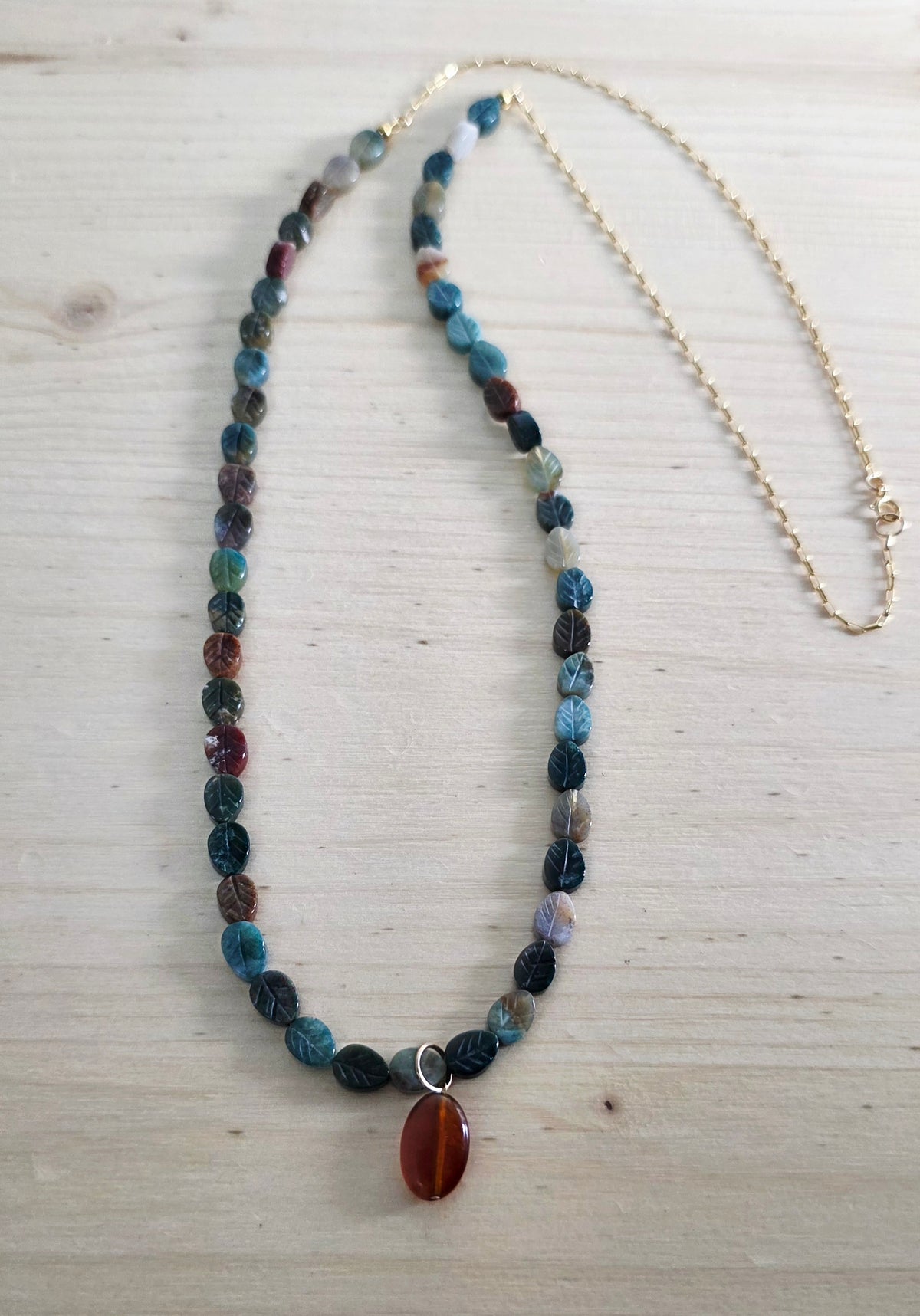 Multicolor Leaf Agate Necklace