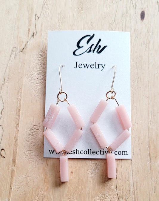 Geometic Pink Opal Earrings