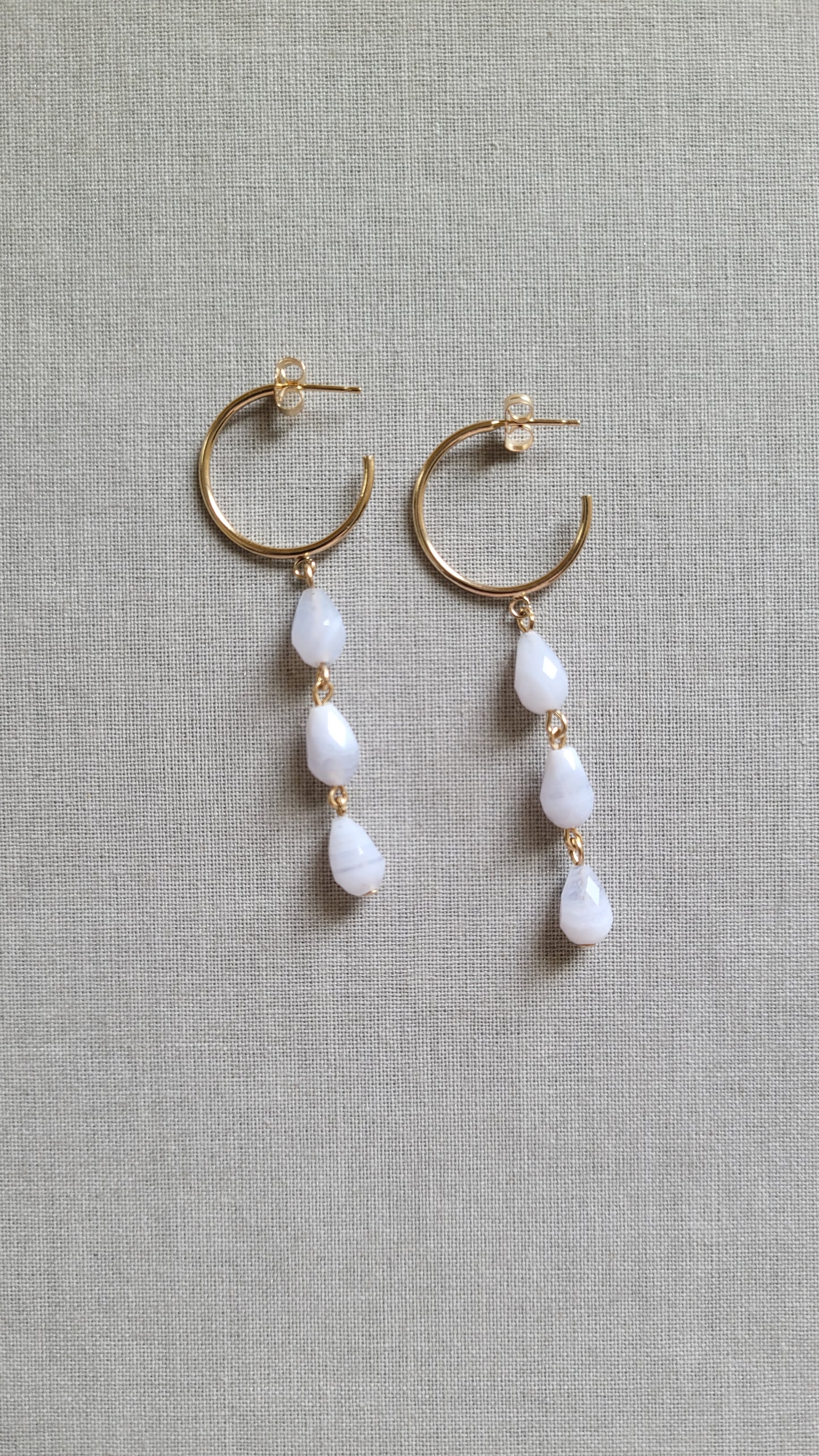 Lace Agate Hoop Earrings